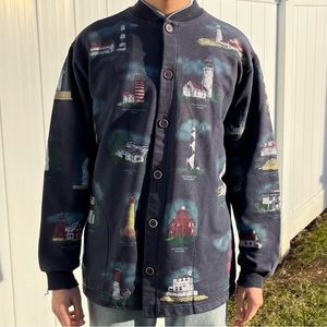 Vintage Navy Art Unlimited Button Up “Lights of the United States”